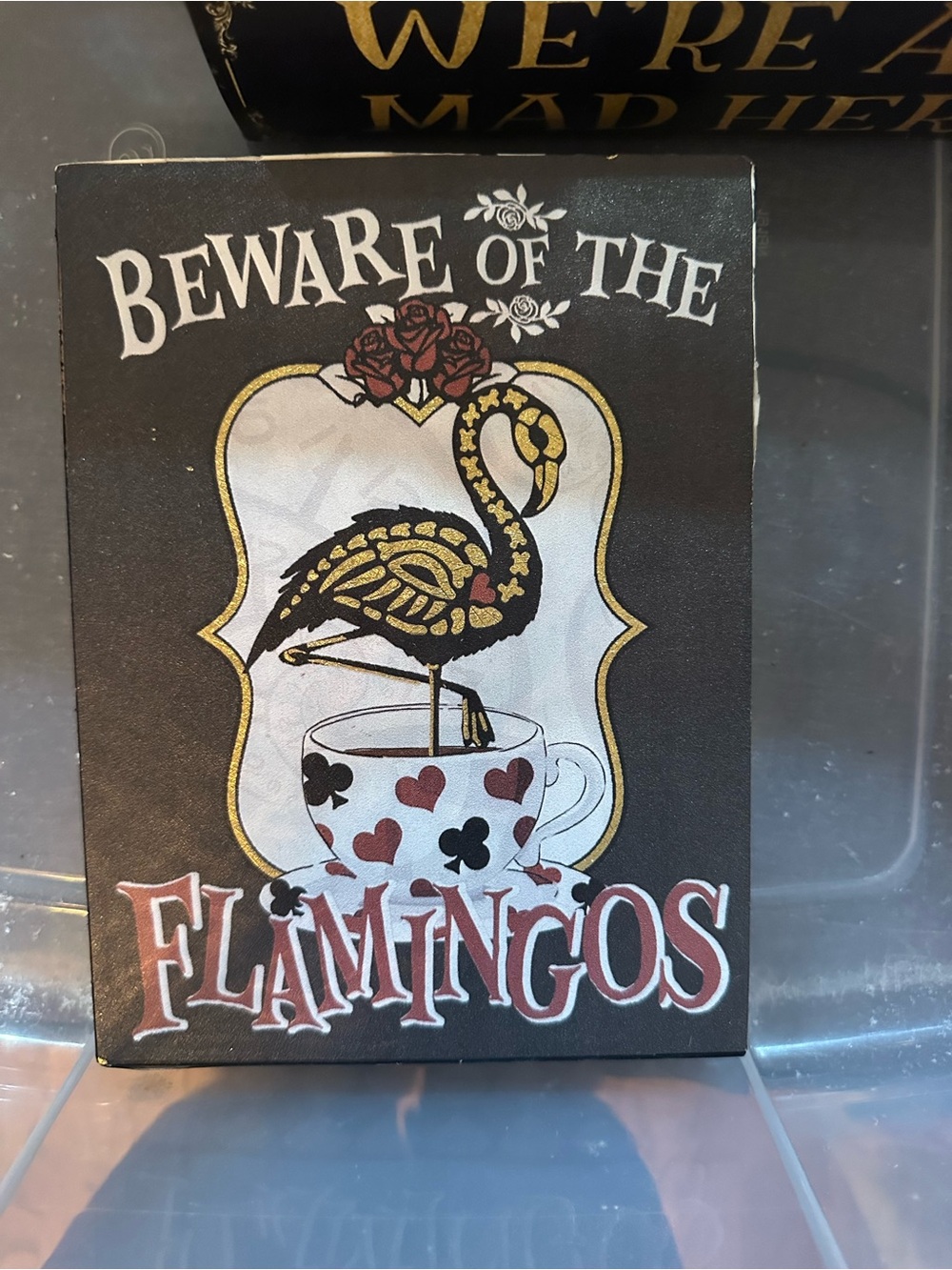 Ashland Black, Gold and Red "Beware of the Flamingos" Decorative Sign